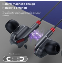 WK V16 Bluetooth 5.0 Magnetic Attraction Sport-Bluetooth-Kopfhörer mit zwei beweglichen Spulen (schwarz) für 21,72 €