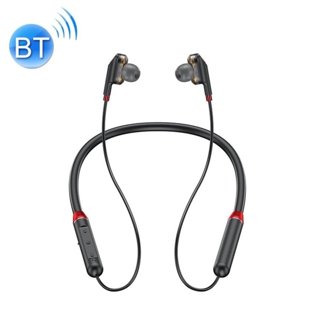 WK V16 Bluetooth 5.0 Magnetically-attracted Dual Moving Coil Neck-mounted Sports Bluetooth Earphone (Black) at 21,72 €
