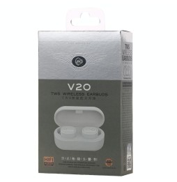 WK V20 TWS Bluetooth 5.0 Wireless Earphone with Charging Box, Support Calls (White) at 29,18 €