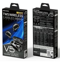 Drahtlose Bluetooth 5.0 WK V5 TWS 9D-Kopfhörer mit LED-Batterieanzeige und Ladebox, Anruffunktion (schwarz) für 24,84 €