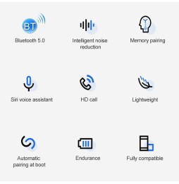 Écouteurs sans fil WK V25 TWS Bluetooth 5.0 avec enregistrement des appareils, boîtier de chargement, tactile, appels HD et S...