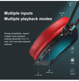 Casque de musique de conception de mode WK M8 Bluetooth 5.0, lecteur carte TF (rouge) à 21,45 €