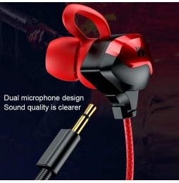Écouteurs gaming filaires intra-auriculaires avec microphone 3,5mm WK ET-Y30 (Rouge) à €20.95