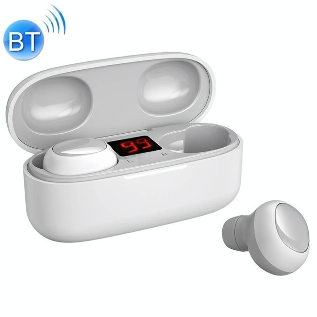 WK V5 TWS 9D Drahtlose Kopfhörer Stereo-Soundeffekte Bluetooth 5.0 mit LED-Batterieanzeige und Ladebox, Anruffunktion (weiß) ...