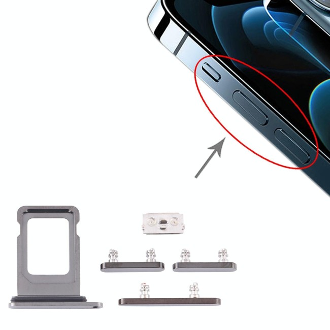 SIM Card Tray + Buttons for iPhone 12 Pro Max (Graphite) at 9,90 €