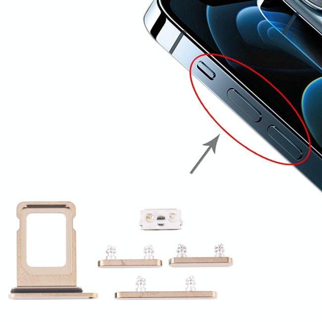 SIM Card Tray + Buttons for iPhone 12 Pro Max (Gold) at 9,90 €