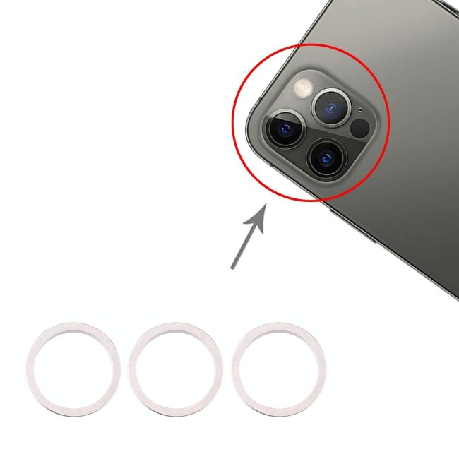 3x Camera metaal contour voor iPhone 12 Pro Max (Zilver) voor 7,85 €