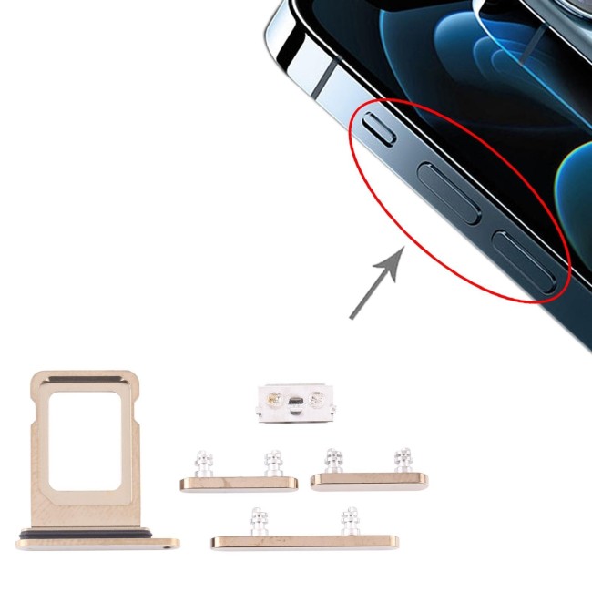 SIM Card Tray + Buttons for iPhone 12 Pro (Gold) at 9,90 €