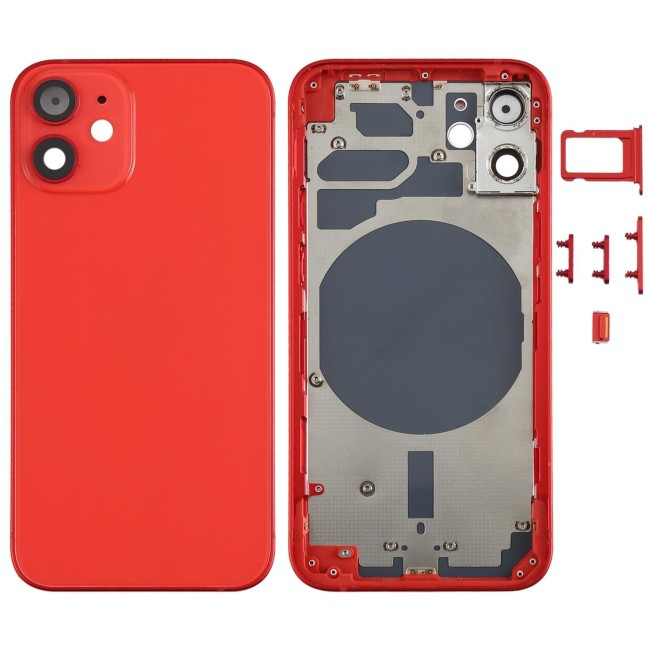 Full Back Housing Cover for iPhone 12 Mini (Red)(With Logo) at 64,90 €