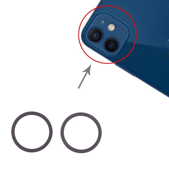 2x Camera metaal contour voor iPhone 12 Mini (Zwart) voor 6,85 €