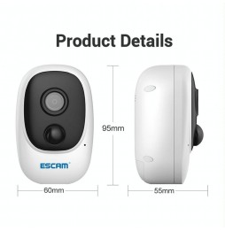 ESCAM G08 HD 1080P PIR IP Camera with Solar Panel, TF Card Reader, Night Vision, Two-Way Audio (White) at 111,66 €