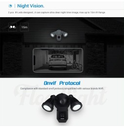WIFI IP Camera ESCAM QF608 HD 1080P WiFi Lamp, Night Vision, PIR Alarm, TF Card, Onvif (Black) at 277,12 €