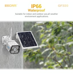 Caméra IP WIFI panneau solaire ESCAM QF320 HD 1080P 4G vision nocturne, lecteur carte TF, détection de mouvement PIR, audio b...