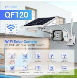 ESCAM QF120 1080P WiFi IP Kamera mit Solarpanel, Nachtsicht, TF Kartenleser, Bewegungserkennung, Zwei Wege Audio für 119,20 €