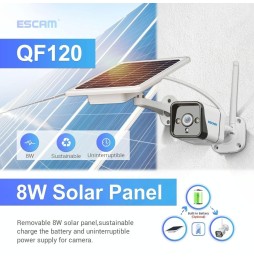 ESCAM QF120 1080P WiFi IP-camera met zonnepaneel, nachtzicht, TF-kaartlezer, bewegingsdetectie, tweerichtingsaudio voor 119,20 €