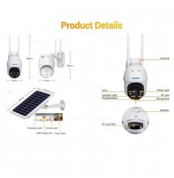 ESCAM QF330 HD 1080P 4G Solarpanel WIFI IP Kamera mit Nachtsicht, TF Kartenleser, Bewegungserkennung, Zwei Wege Audio für 214...