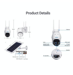 ESCAM QF130 1080P WiFi IP-camera met zonnepaneel, nachtzicht, TF-kaartlezer, bewegingsdetectie, tweerichtingsaudio, PTZ-bestu...