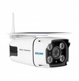 ESCAM QF260 1080P Zonnepaneel WIFI IP-camera met bewegingsdetectie, nachtzicht, TF-kaartlezer, tweerichtingsaudio (wit) voor ...