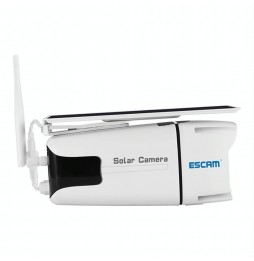 ESCAM QF260 1080P Zonnepaneel WIFI IP-camera met bewegingsdetectie, nachtzicht, TF-kaartlezer, tweerichtingsaudio (wit) voor ...