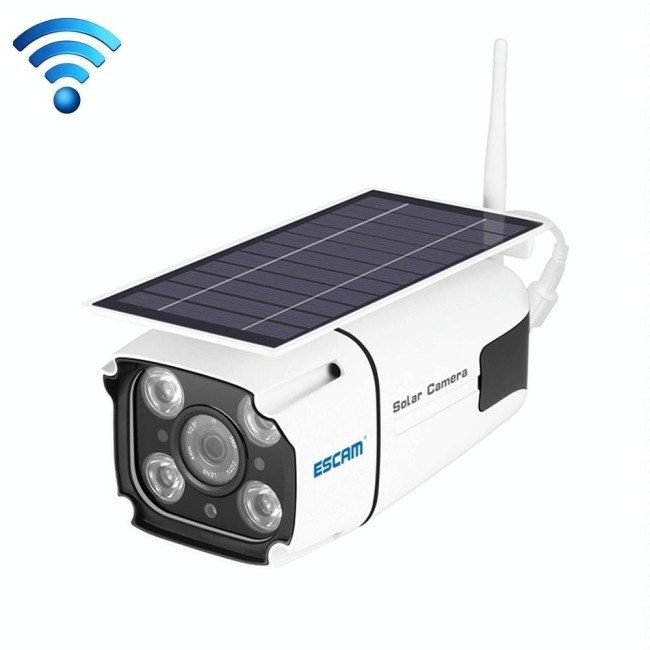 ESCAM QF260 1080P WIFI IP Kamera mit Solarpanel und Bewegungserkennung, Nachtsicht, TF Kartenleser, Zwei Wege Audio (weiß) fü...