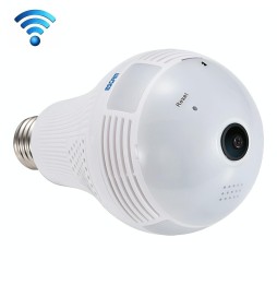 Ampoule caméra IP WIFI ESCAM QP136 1.3MP avec vision panoramique 360 degrés, message d'alarme, enregistrement d'alarme, captu...