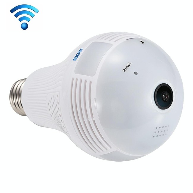 ESCAM QP136 1.3MP WIFI IP camera bulb with 360 degree panoramic view, alarm message, alarm recording, screenshot, APP push fu...