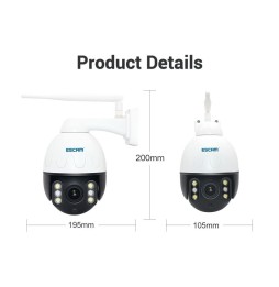 ESCAM Q5068 H.265 5MP 4x zoom Panoramic WIFI IP camera with night vision, ONVIF, two-way audio, EU plug at €190.24