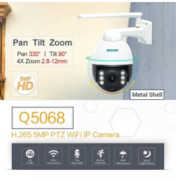ESCAM Q5068 H.265 5MP 4x zoom gemotoriseerde WIFI IP-camera met nachtzicht, ONVIF, tweeweg audio, EU-stekker voor €190.24