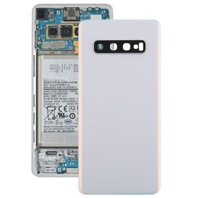 Cache arrière avec lentille pour Samsung Galaxy S10 SM-G973 (Blanc)(Avec Logo) à 15,75 €