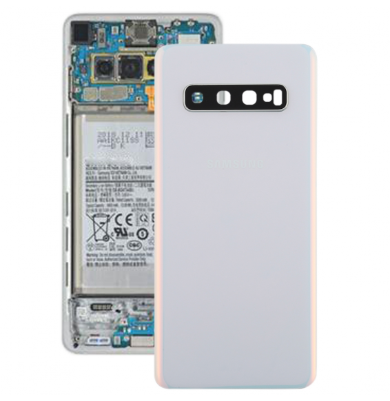 Battery Back Cover with Lens for Samsung Galaxy S10 SM-G973 (White)(With Logo)