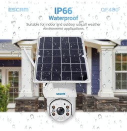 ESCAM QF480 HD 1080P 4G PT zonnepaneel IP-camera met nachtzicht, bewegingsdetectie, TF-kaart, tweerichtingsaudio (wit) voor 2...