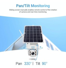 Caméra IP Panneau solaire ESCAM QF480 HD 1080P 4G PT avec vision nocturne, détection de mouvement, carte TF, audio bidirectio...