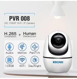 ESCAM PVR008 HD 1080P WiFi IP-camera met bewegingsdetectie, nachtzicht, IR Afstand: 10m, US-stekker (wit) voor 42,76 €