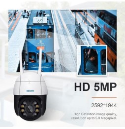 Caméra IP WiFi ESCAM QF518 5MP détection et suivi mouvement humain, double vision nocturne, stockage cloud, audio bidirection...