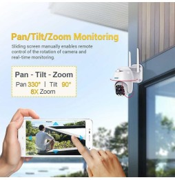 Caméra IP WiFi ESCAM QF288 HD 1080P PAN Tilt avec détection mouvement humain AI, vision nocturne, carte TF, audio bidirection...
