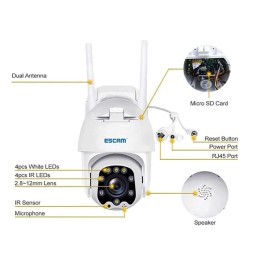 ESCAM QF288 HD 1080P PAN Tilt WiFi IP Camera with AI Human Motion Detection, Night Vision, TF Card, Two-Way Audio, AU Plug at...