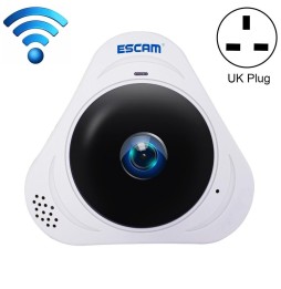 ESCAM Q8 960P 1.3MP WiFi IP-camera 360 graden lens met bewegingsdetectie, nachtzicht, IR Afstand: 5-10m, UK-stekker (wit) voo...