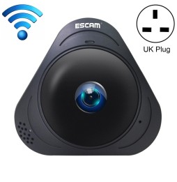 ESCAM Q8 960P 1.3MP WiFi IP-camera 360 graden lens met bewegingsdetectie, nachtzicht, IR Afstand: 5-10m, UK-stekker (zwart) v...