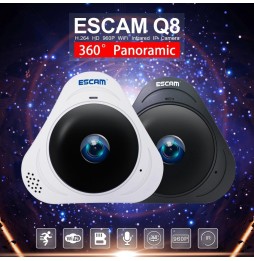 ESCAM Q8 960P 1,3MP WiFi IP Kamera 360 Grad Objektiv mit Bewegungserkennung, Nachtsicht, IR Entfernung: 5 10 m, EU Stecker (w...