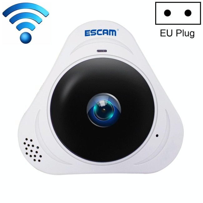 ESCAM Q8 960P 1.3MP WiFi IP-camera 360 graden lens met bewegingsdetectie, nachtzicht, IR Afstand: 5-10m, EU-stekker (wit) voo...