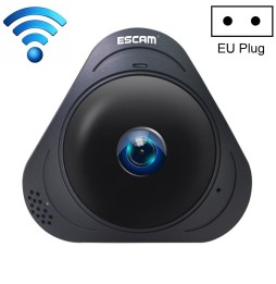 ESCAM Q8 960P 1.3MP WiFi IP Camera 360 Degree Lens with Motion Detection, Night Vision, IR Distance: 5-10m, EU Plug (Black) a...