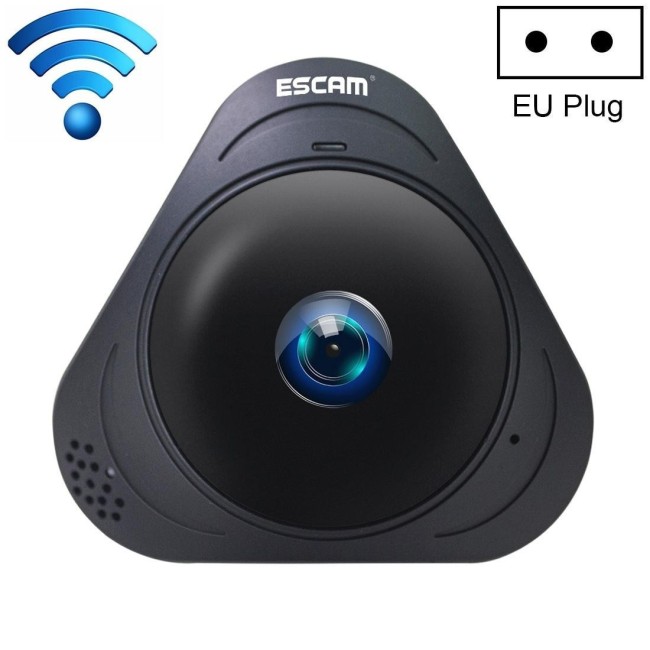 ESCAM Q8 960P 1.3MP WiFi IP-camera 360 graden lens met bewegingsdetectie, nachtzicht, IR Afstand: 5-10m, EU-stekker (zwart) v...