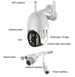 Caméra IP WIFI HD Q20 motorisée 355 degrés avec 3 modes de vision nocturne, détection de mouvement, vidéo, alarme et enregist...