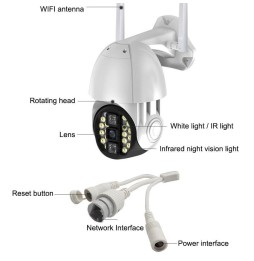 355 graden gemotoriseerde Q20 HD WIFI IP-camera met 3 modi voor nachtzicht, bewegingsdetectie, video, alarm en opname, AU-ste...