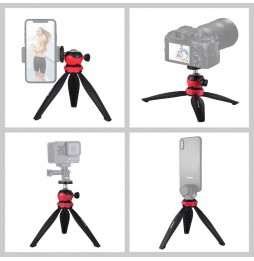 PULUZ 20cm Kunststoff-Stativhalterung mit 360-Grad-Kugelkopf für Smartphones, GoPro, DSLR-Kameras (rot) für 7,50 €