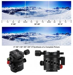 PULUZ Panoramisch 360 graden indexeringskogelkop van aluminiumlegering met snelkoppelingsplaat voor camerastatiefkop voor 82,...