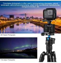 PULUZ 360 Degrees Panning Rotation 60 Minutes Time Lapse Stabilizer Tripod Head Adapter for GoPro HERO9 Black / HERO8 Black /...