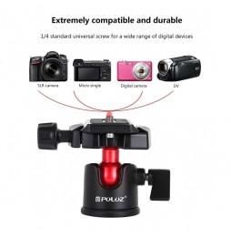 PULUZ 360 Degree Rotation Panoramic Metal Ball Head with Quick Release Plate for DSLR & Digital Cameras(Black) at 21,22 €