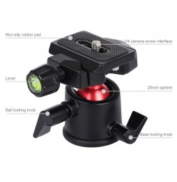 PULUZ 360-Grad-Rotationspanorama-Metallkugelkopf mit Schnellwechselplatte für DSLR- und Digitalkameras (schwarz) für 21,22 €
