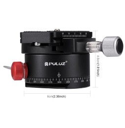 PULUZ indexation panoramique en alliage d'aluminium PULUZ avec plaque de dégagement rapide pour tête de trépied de caméra à 8...